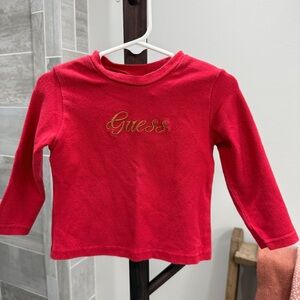 Guess 2T Vibrant Red Long Sleeve Tee